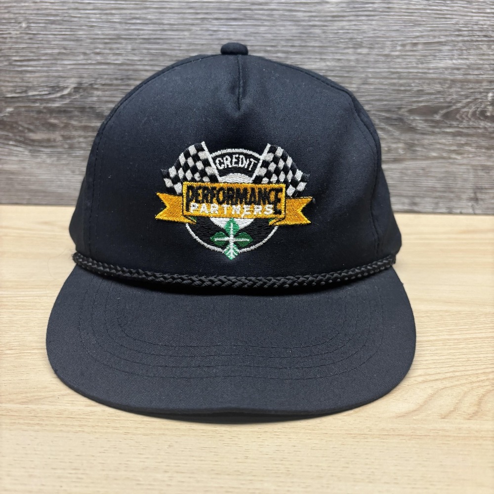 Vintage Credit Performance Partners Hat Cap Snap Back Black Embroidered Racing